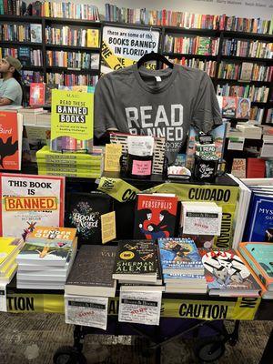 Banned books table display