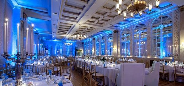 Main ballroom with LED uplighting already built in! change any color you wish.