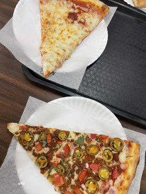 Cheese Pizza &  Fiesta Pizza.