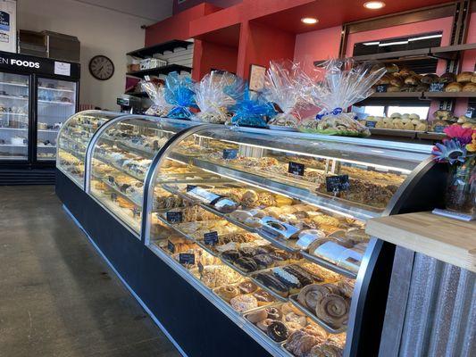 Donuts, cookies, danishes, muffins, cakes, eclairs