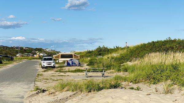 A Campsite lots - road on one side, dune & beach on the other