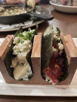 Tuna and lobster hand rolls