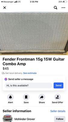 Guitar amp listed for $45 - got to store and he was asking $150