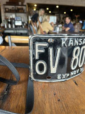 Vintage license plates as table numbers