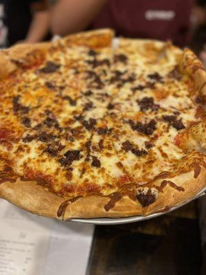 Bacon and cheese pizza