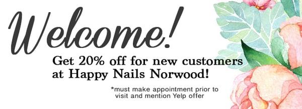 Make an appointment for your first visit with us and we'll take 20% off!