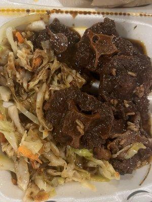 Oxtail, Cabbage, with Rice and Peas