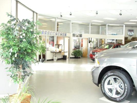 Inside the dealership.