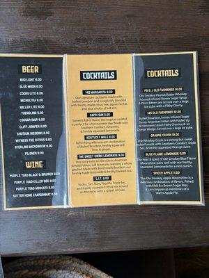 Drink menu