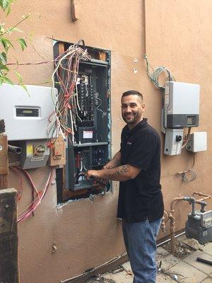 Main Service Panel change out in Davis California. Old panel removed and new panel installed and ready for new stucco !