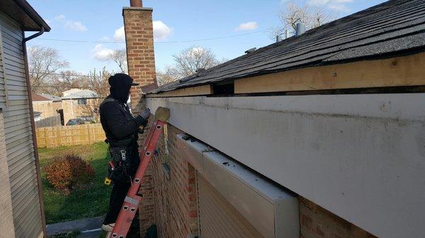 Making sure everything looks good with soffit, fascia, and rafters before installing new gutters is what we do best