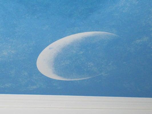 Crescent moon on a ceiling.