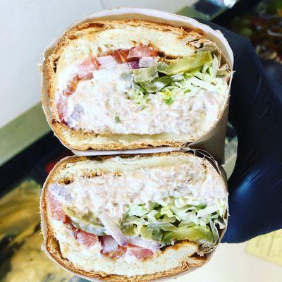 COLD TUNA SANDWICH ON A TOASTED ROLL