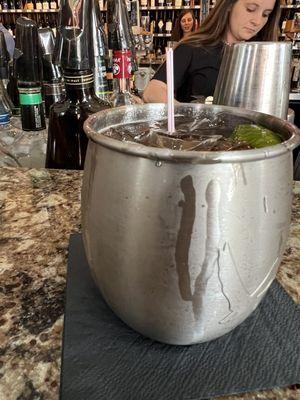 Mule with rye whiskey