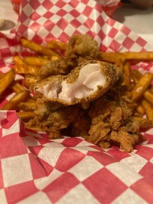 F3. Fried Catfish Basket and F4 fried oyster basket