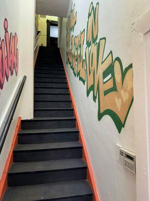 Stairwell up to the restaurant.