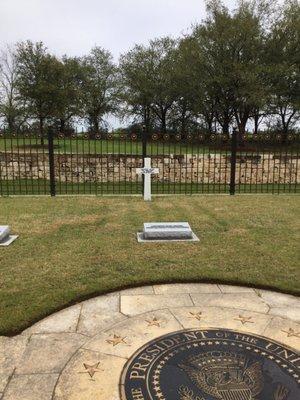 Closeup of former President H. W. Bush's grave.