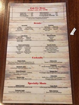 Menu back