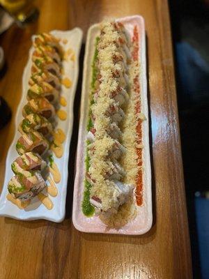 Sakura roll (left) Spicy Mexican roll (right)