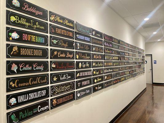 The flavor wall of past and present.