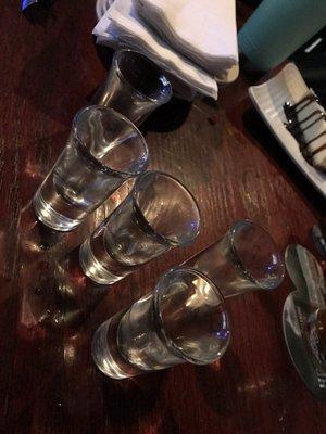 Empty shot glasses