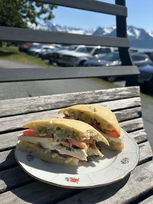 Caprese sandwich with bruschetta