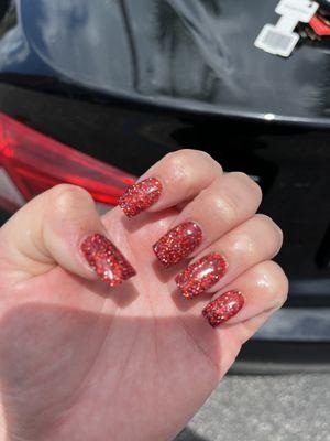 Glitter red acrylic