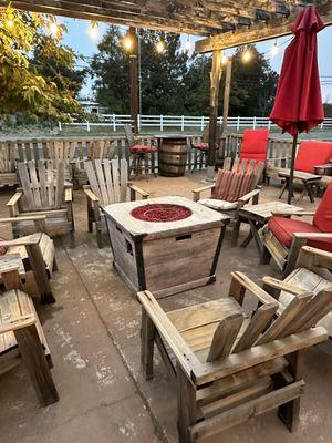 Outdoor patio open during fall! Warm fire with good music