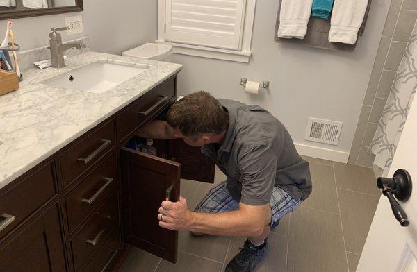 Inspecting vanity plumbing