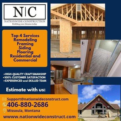 Framing, Siding, Flooring and Remodeling our top 4 Services