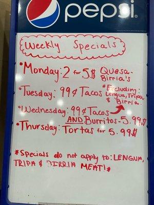 Weekly Specials