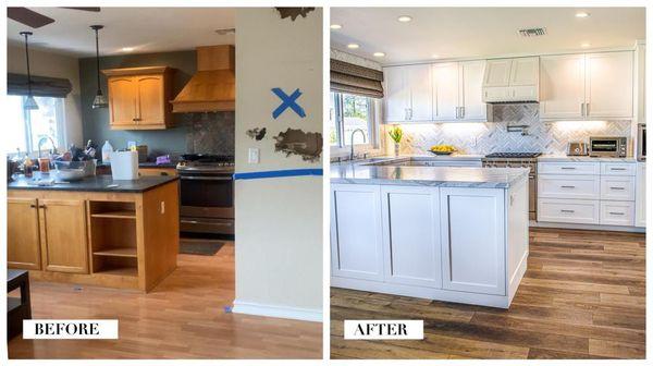 Before and after , kitchen renovation. Thousand Oaks .