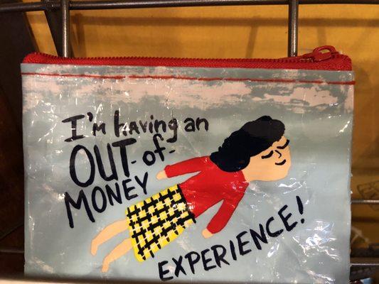 12/5/20. Saturday afternoon. Kickin' it in East Texas, doing some Xmas shopping. Looking around. Coin purse. I have this experience often.