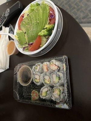 Avacado salad and California roll