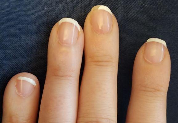 The worst French manicure I've ever had.