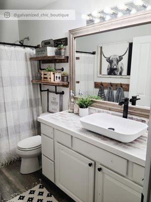 Polystone Vessel Sink with Antique Bronze Faucet