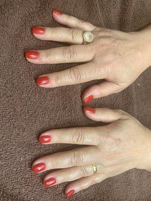 Red gel manicure by Christine