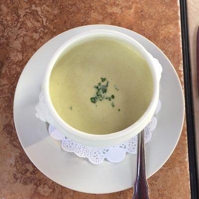 Vichyssoise (potato & leek soup traditionally served cold)