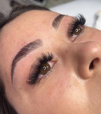 Brow lamination and lash extensions combo