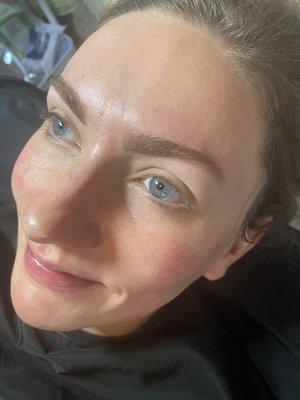 Freshly shaped brows and a Dermaplane and enzyme peel for glowing skin