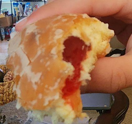 This bite was the only jelly in the donut