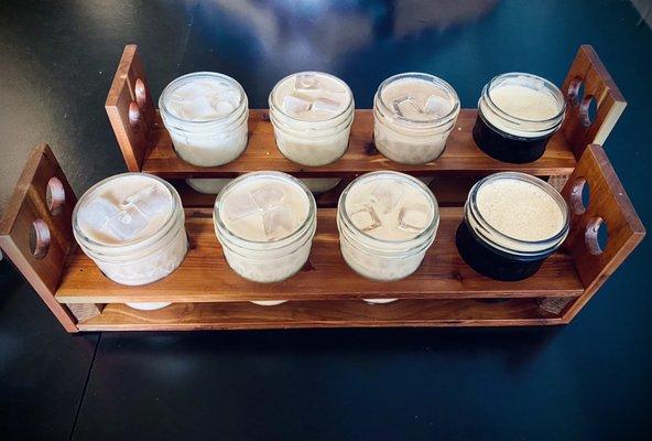 Coffee Flight- Mocha, Lavender Latte, Vanilla Latte and Nitro Cold Brew