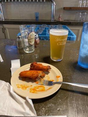 Wings and beer before pizza.