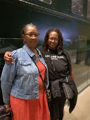 Hi there it's me and my girl . Waiting On Rosa Park Bus Ride. Replica Bus