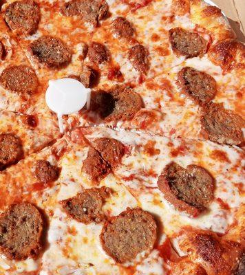 Close-up of real meatballs on your pizza.