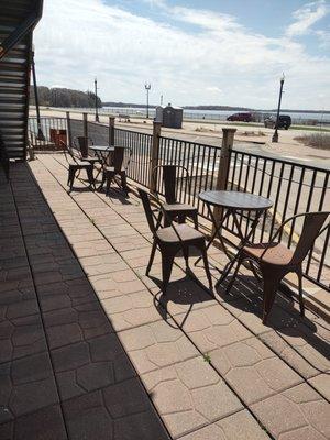 side patio near the stairs to the rooftop