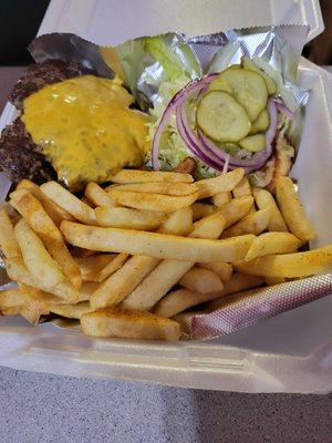 Cheeseburger,  and fries