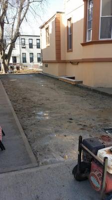 Cement Base Laid Out Before The Installation Of The Pavers.