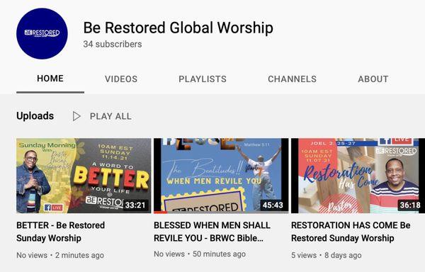 The Be Restored Global Worship YouTube Page is what's up.  Great messages!