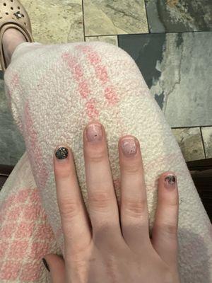 My ring finger and middle finger were the nails she had ripped off, my pinky nail got smashed months ago